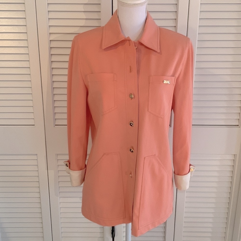 St. John Sport by Marie Gray Blazer Lt Coral Gold Buttons Women’s Size Small